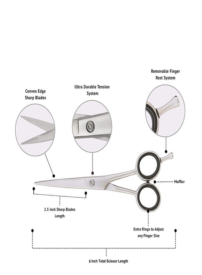 DANIAL 6" Scissors for Hair Cutting and Styling Professional Barber Scissors Stainless Steel Home & Personal Hair Cutting Tool Sand Finish - Image 3