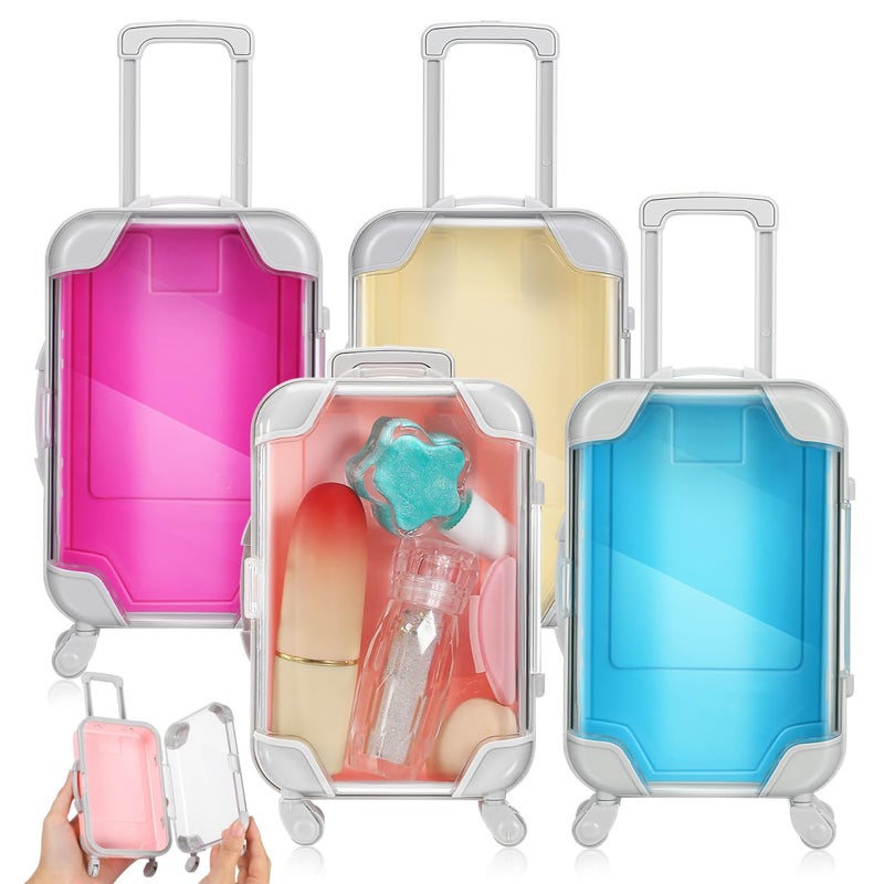 Lurrose Mini Suitcase Party Favor Box: 4pcs Mini Suitcase Gift Box - Mini Luggage for False Eyelash Candy Makeup Jewelry - Image 1