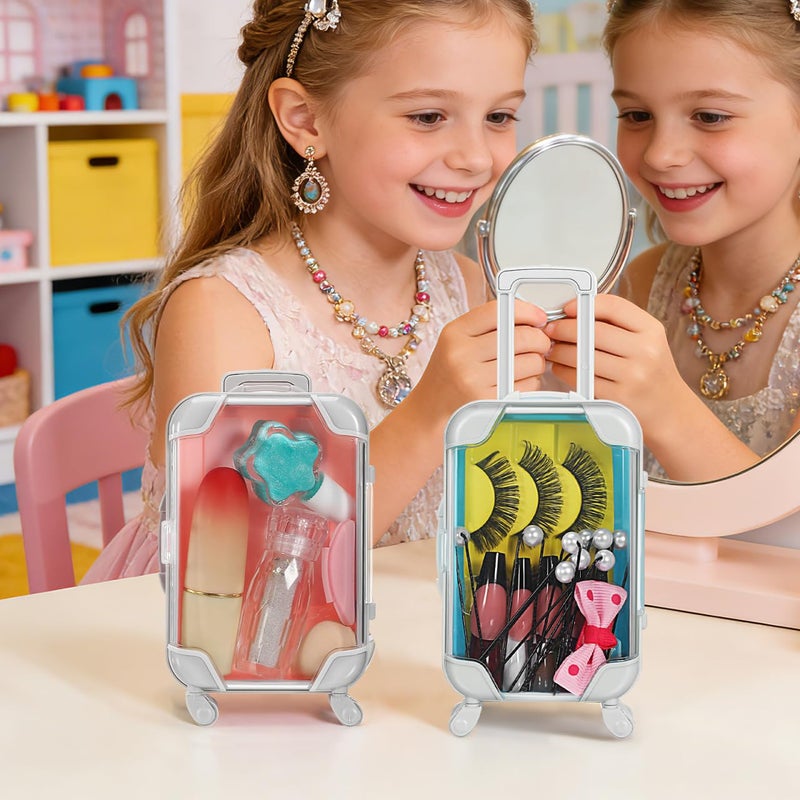 Lurrose Mini Suitcase Party Favor Box: 4pcs Mini Suitcase Gift Box - Mini Luggage for False Eyelash Candy Makeup Jewelry - Image 3