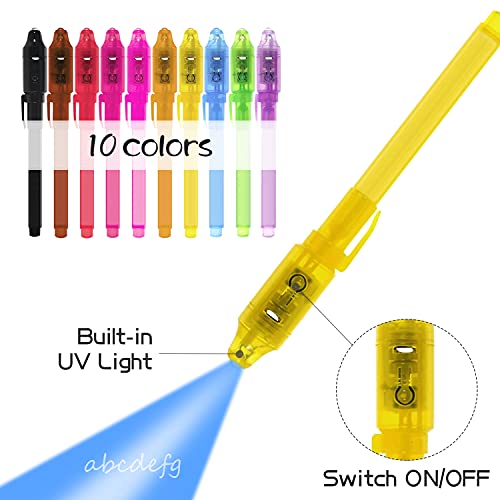 EODVICS 30 Pack Invisible Ink Pens with UV Light Magic Spy Pen for Secret Messages Birthday Party Favors Easter Egg Hunt Halloween Goodie Bags Stocking Stuffers Valentines Day Gifts for Kids Ages 3 - Image 5