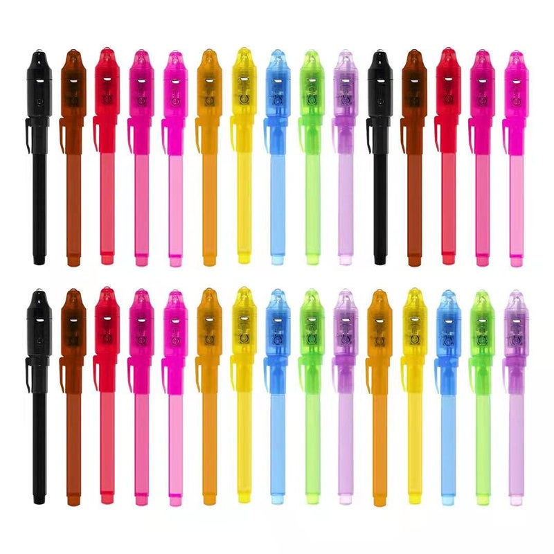 EODVICS 30 Pack Invisible Ink Pens with UV Light Magic Spy Pen for Secret Messages Birthday Party Favors Easter Egg Hunt Halloween Goodie Bags Stocking Stuffers Valentines Day Gifts for Kids Ages 3 - Image 3