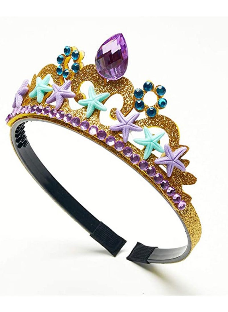 SYOSI قلادة وتاج ومBracelet وأقراط وخاتم مصنوعة من مجوهرات حورية البحر هدية عيد ميلاد للأطفال والفتيات لتزيين حفلات حورية البحر 6 مجموعات - Image 5