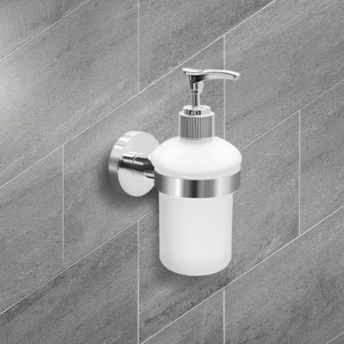 SWETON Bathroom Lavatory Soap Lotion Dispenser Pump Wall Mount with SUS304 Stainless Steel Holder - Image 2