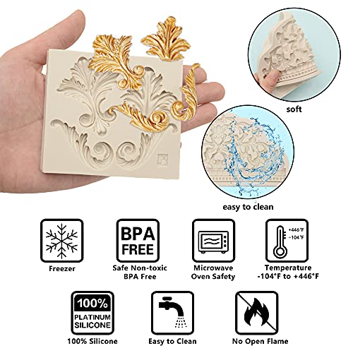 muyulin Crown Fondant Molds, 3 Pcs, Baroque Photo Frame Silicone Molds, Chocolate Mould for Crown Cake Decorating Cupcake Topper Gum Paste Polymer Clay - Image 3