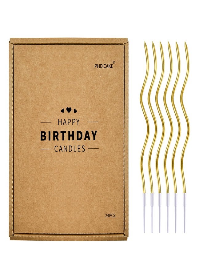 PHD CAKE 24-Count Gold Spiral Long Thin Metallic Birthday Candles, Cake Candles, Birthday Parties, Wedding Decorations, Party Candles - Image 1