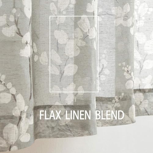 BFAM Sheer Curtain with Floral Print, Premium Printed Sheer Drapes, Eyelet/Grommet Curtain for Living Room, Bedroom, Light Filtering Curtains, Grey Floral 7 Feet,Pack of 1 Curtain - Image 4