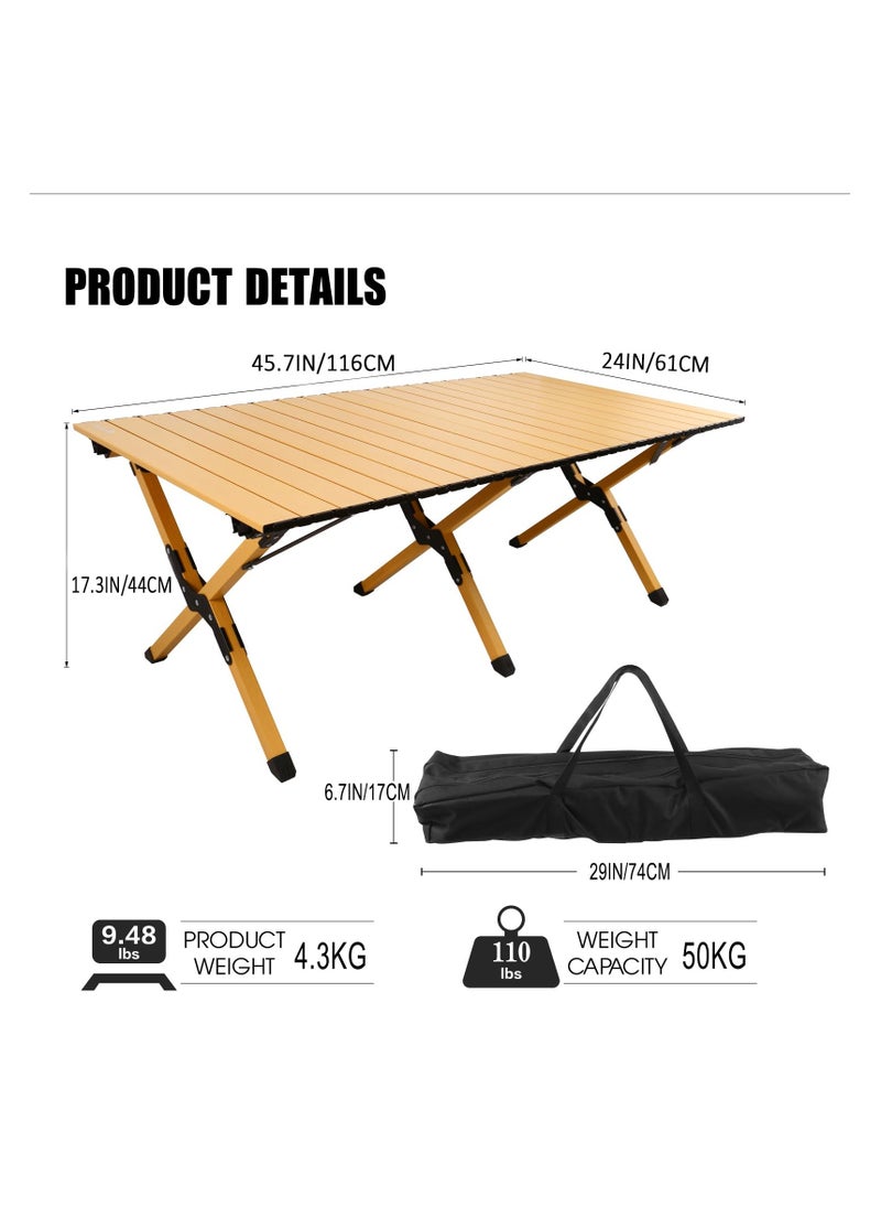 Portable and foldable wooden picnic and camping table,Folding Picnic Table, Outdoor Camping Folding Table, 45.7"L x 24"W x 17.3"H