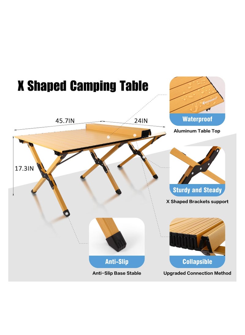 Portable and foldable wooden picnic and camping table,Folding Picnic Table, Outdoor Camping Folding Table, 45.7"L x 24"W x 17.3"H