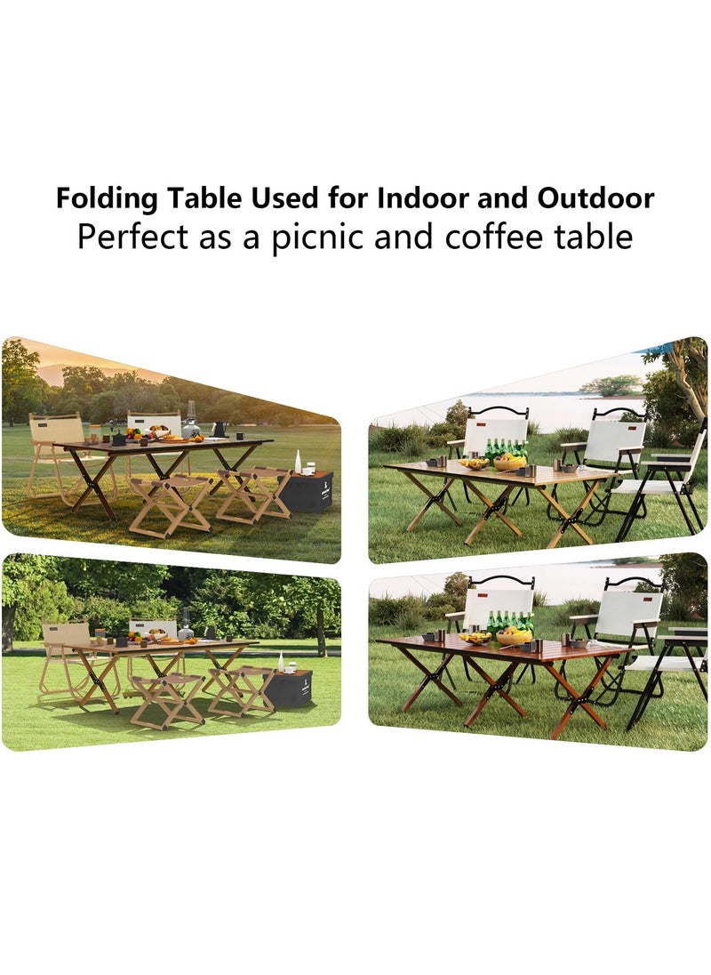Portable and foldable wooden picnic and camping table,Folding Picnic Table, Outdoor Camping Folding Table, 45.7"L x 24"W x 17.3"H
