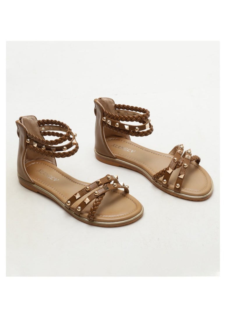 SIKETU 2025 New Versatile Fairy Style Flat Bottomed Summer Women's Fashionable Willow Nail Roman Sandals  - Image 2