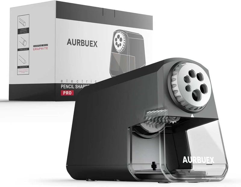 Aurbuex Heavy Duty Electric Pencil Sharpener – 6-Hole for 6-12mm Pencils, Auto Start/Stop, Fast 4s Sharpening, Zinc Alloy Blade, 10,000+ Sharpenings – Ideal for Classroom, Office & Art Use(S260) - Image 1