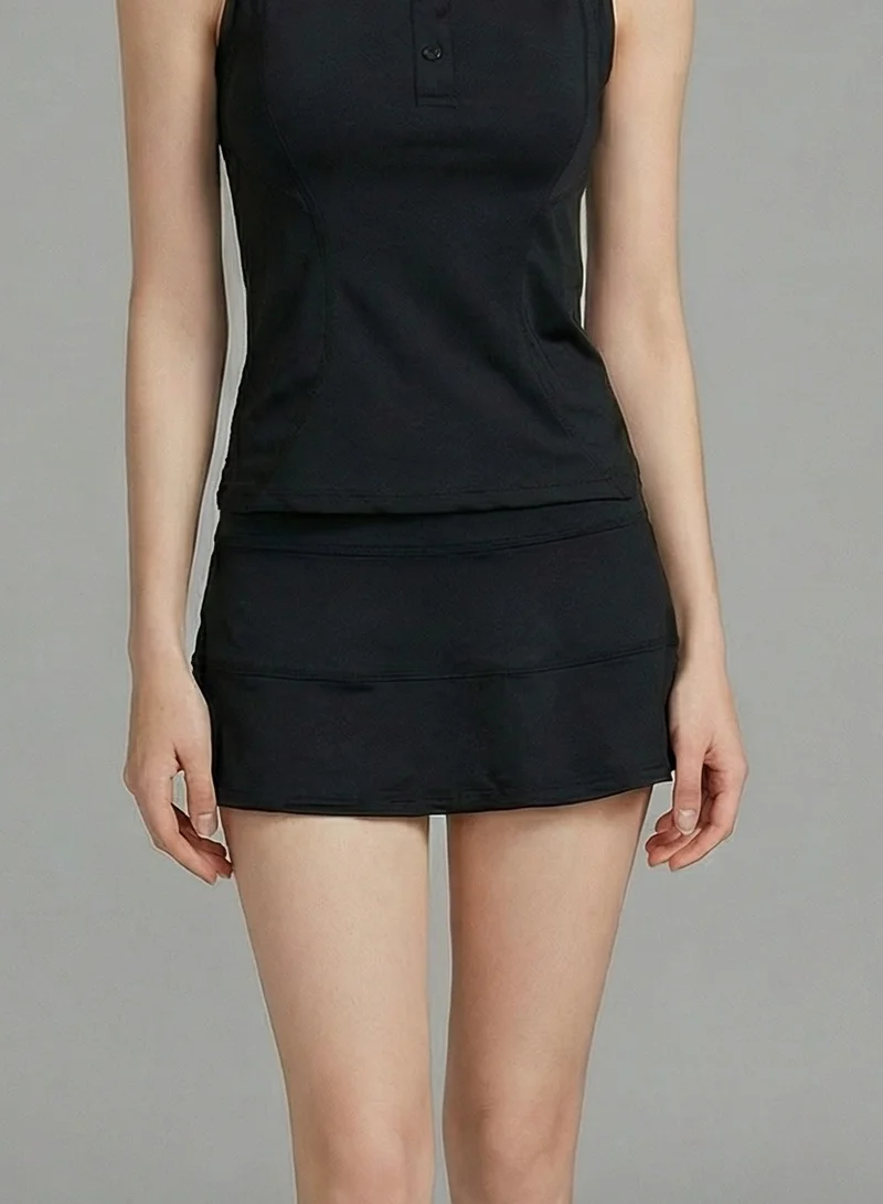 SVL Padel & Tennis Skirt with Built-in Shorts and Pocket - Black - SVL