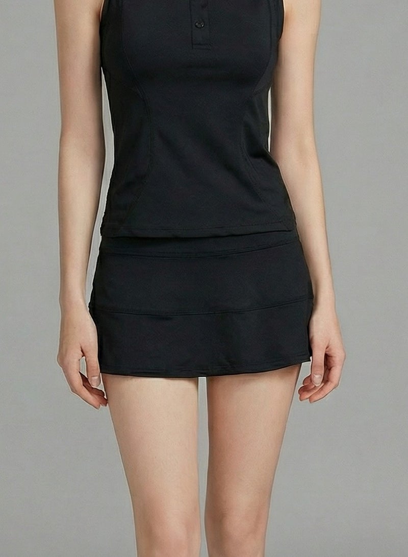 SVL Padel & Tennis Skirt with Built-in Shorts and Pocket - Black - SVL - Image 1