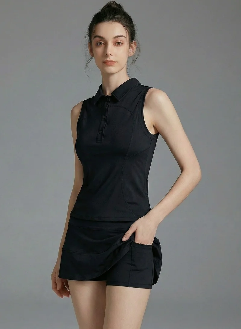 SVL Padel & Tennis Skirt with Built-in Shorts and Pocket - Black - SVL