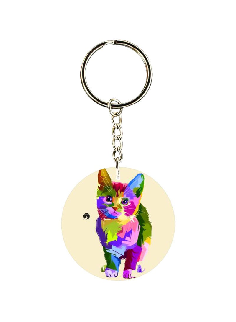 RKN Cat Printed Dual Sided Keychain