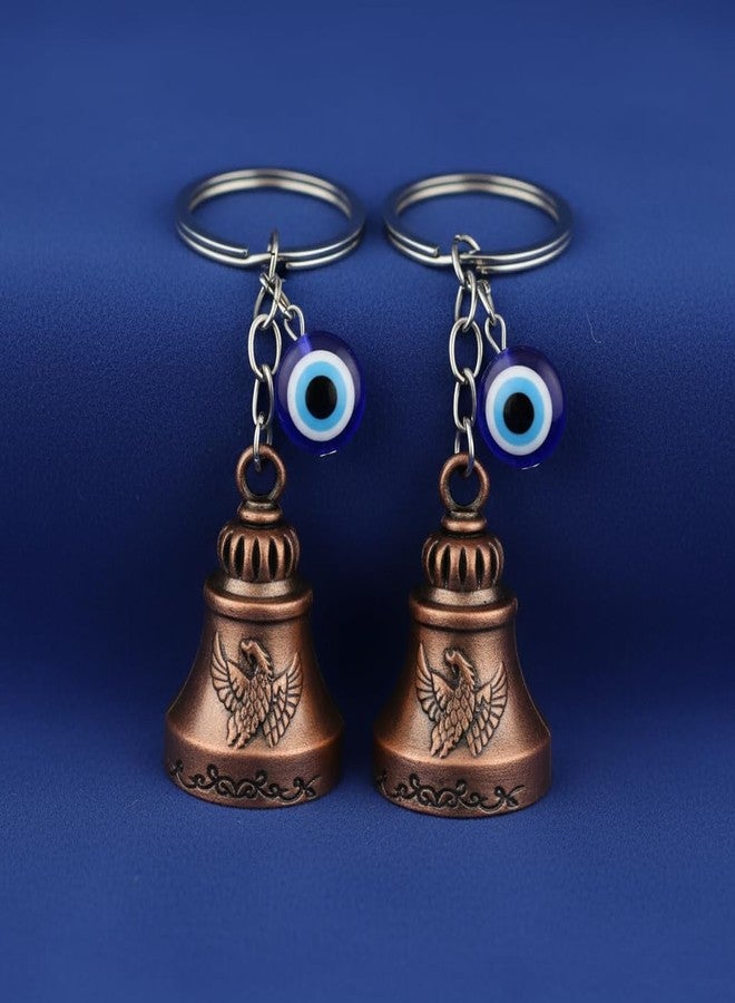 AeroStark Guardian Bell for Bike Keychain Combo of 2 - Bronze Phoenix Bell with Evil Eye Charm | Protective Rider Bell for Bike, Car, Keys | Lucky Charm Gift for Men - Image 3