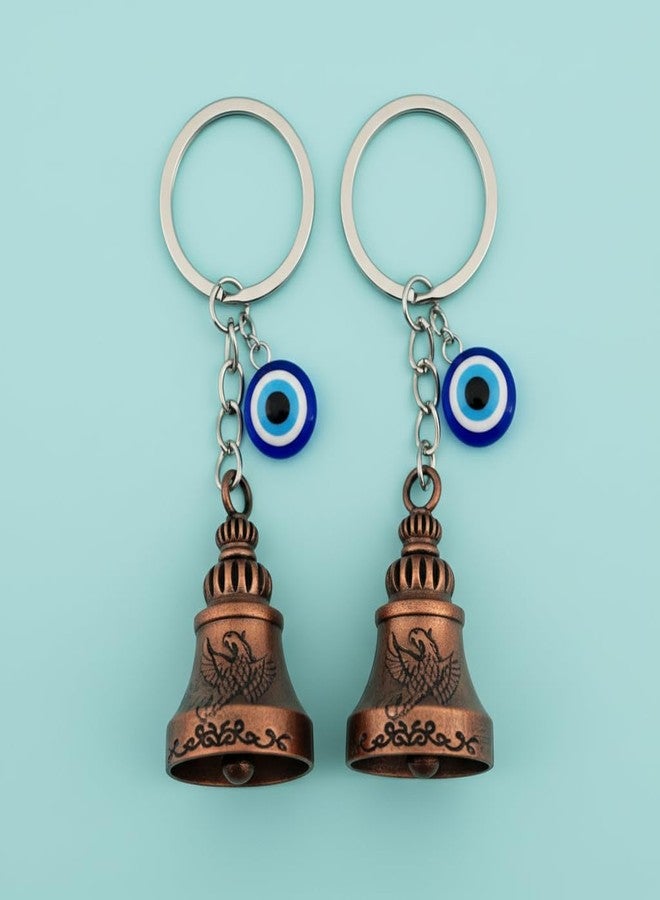 AeroStark Guardian Bell for Bike Keychain Combo of 2 - Bronze Phoenix Bell with Evil Eye Charm | Protective Rider Bell for Bike, Car, Keys | Lucky Charm Gift for Men - Image 5
