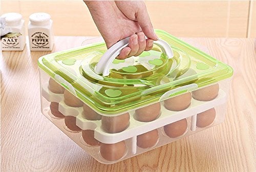Jukusa Double Layer 32 Grid Egg Storage Box for Vegetable Egg Storage Container Wit Lid and Refrigerator Kitchen Food Outdoor Blue Color - Image 4