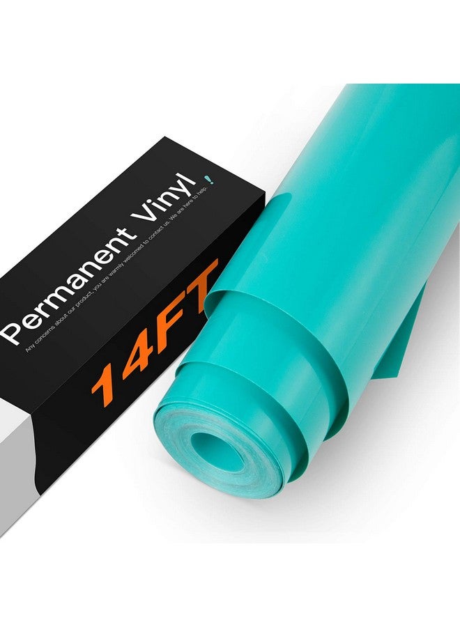 HTVRONT Turquoise Permanent Vinyl Turquoise Vinyl For Cricut 12" X 14 Ft Turquoise Adhesive Vinyl Roll For Cricut Silhouette Cameo Cutters Signs Scrapbooking Craft Die Cutters (Turquoise) - Image 1