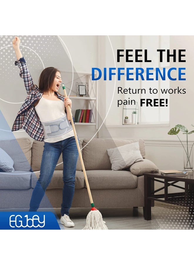 FDTY دعامة جديدة مطورة للظهر السفلي للنساء والرجال - دعامة ظهر قابلة للتعديل للضغط على منطقة أسفل الظهر لعلاج آلام الظهر السفلي - حزام دعم الظهر لرفع الأثقال  رمادي - Image 4