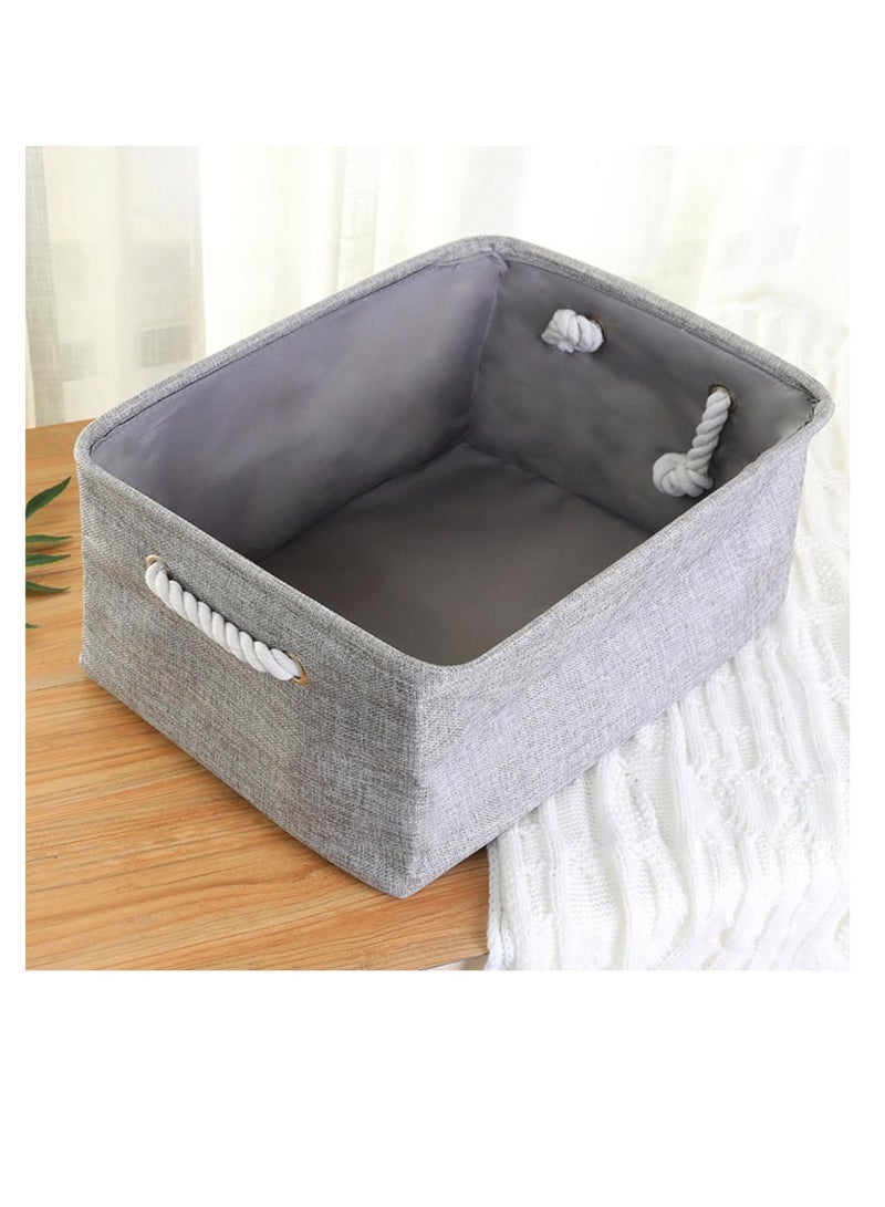 ECVV 3PCS Collapsible Rectangular Storage Basket with Handles, Storage Bins Organizer Shelf Basket for Organizing Shelves, Closets, Clothes, and Toy (Gray) - Image 5