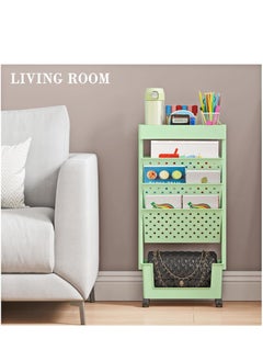 Gogoya 5-Tier Mobile Bookshelf,Rolling Bookcase Book Storage Rack, Movable File Folder Organizer Cart with Wheels for Home Study Office Living Room Classroom  - Image 3