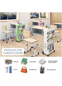 Gogoya 5-Tier Mobile Bookshelf,Rolling Bookcase Book Storage Rack, Movable File Folder Organizer Cart with Wheels for Home Study Office Living Room Classroom  - Image 5