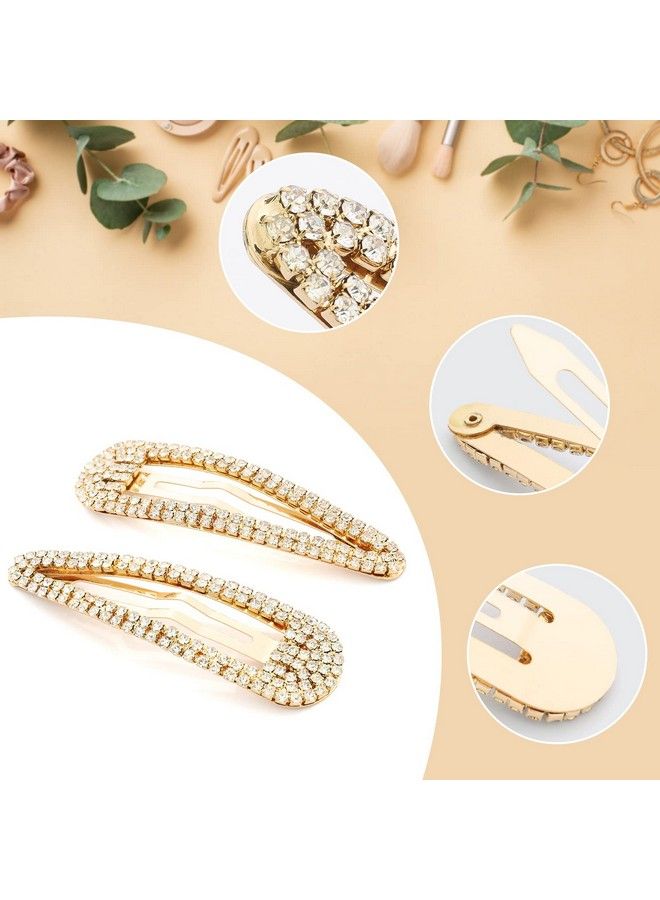 KANPRINCESS 2Pcs 3.1Inch Rhinestone Hair Clipssnap Hair Clipsgold Hair Clipsrhinestone Hair Accessories Hair Barrettes For Women Girls Bridalweddingpartyprom(Gold) - Image 4