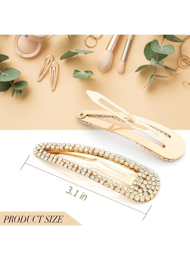 KANPRINCESS 2Pcs 3.1Inch Rhinestone Hair Clipssnap Hair Clipsgold Hair Clipsrhinestone Hair Accessories Hair Barrettes For Women Girls Bridalweddingpartyprom(Gold) - Image 3