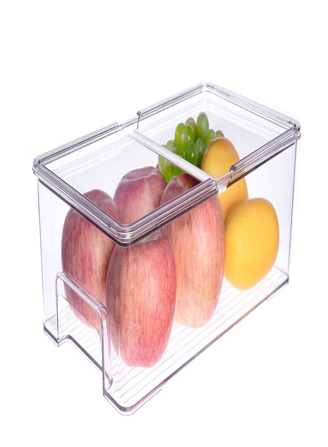 SANNO Vegetable Refrigerator Organizer Food Bins with lids Large Stackable Fridge Clear Organizers Kitchen Cabinet Organizer for Freezer, Kitchen, Countertops, Cabinets Pantry Storage Bins，set of 2 - Image 2