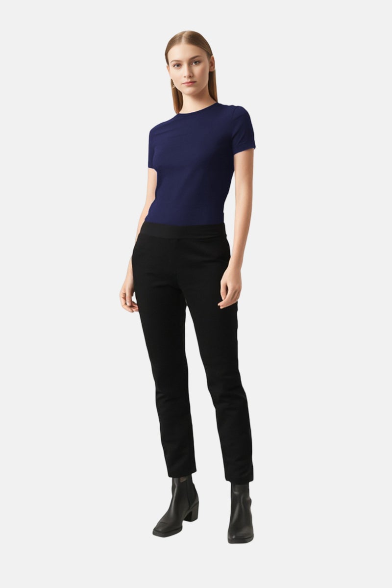 armani Emporio Armani Women Regular Fit Solid Streetlight Leg Pants, Black - Image 2