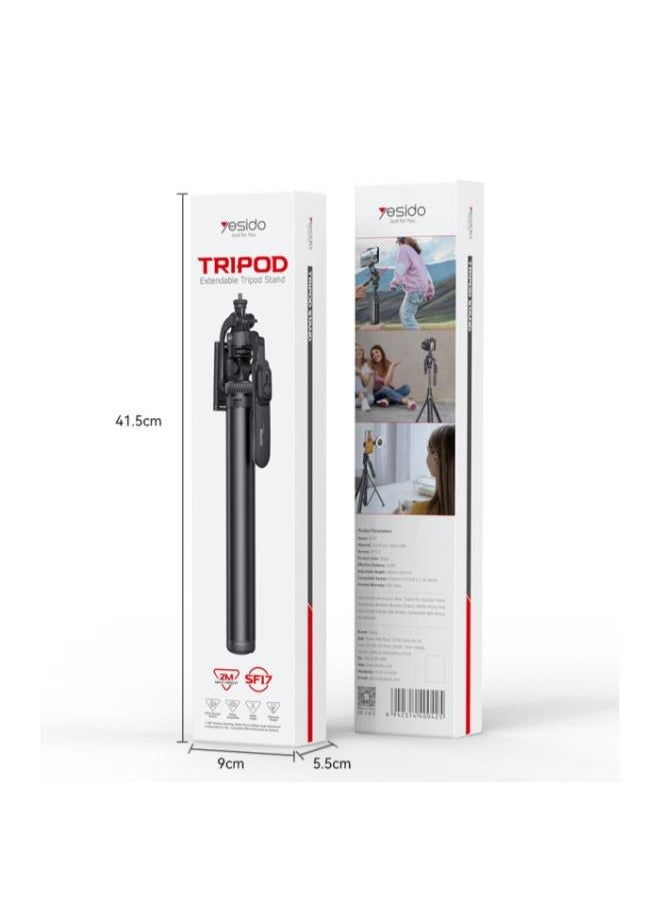 Yesido - SF17 360 Handheld Panoramic Shot Selfie Stick 2.05M Bluetooth Remote Shooting Aluminum Alloy Tripod - Image 1