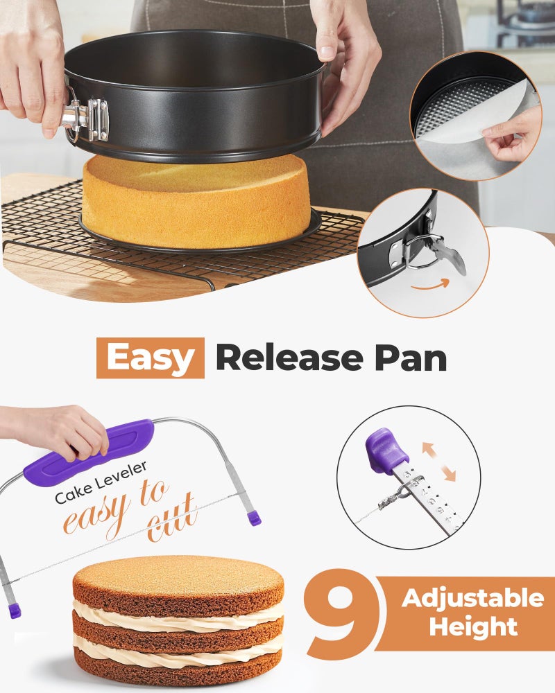 Kootek 700pcs Cake Decorating Kit, Baking Supplies with Springform Pans, Cake Turntable for Decorating, Piping Tips Set, Pastry Bags, and More Baking Tools - Image 3