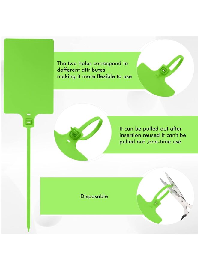 ٥٠ قطعة من العلامات البلاستيكية، أقلام تحديد وملصقات، علامات حقائب ذاتية القفل، علامات قابلة للكتابة عليها مع أربطة كابلات سلكية للأمتعة، لون أخضر - Image 4
