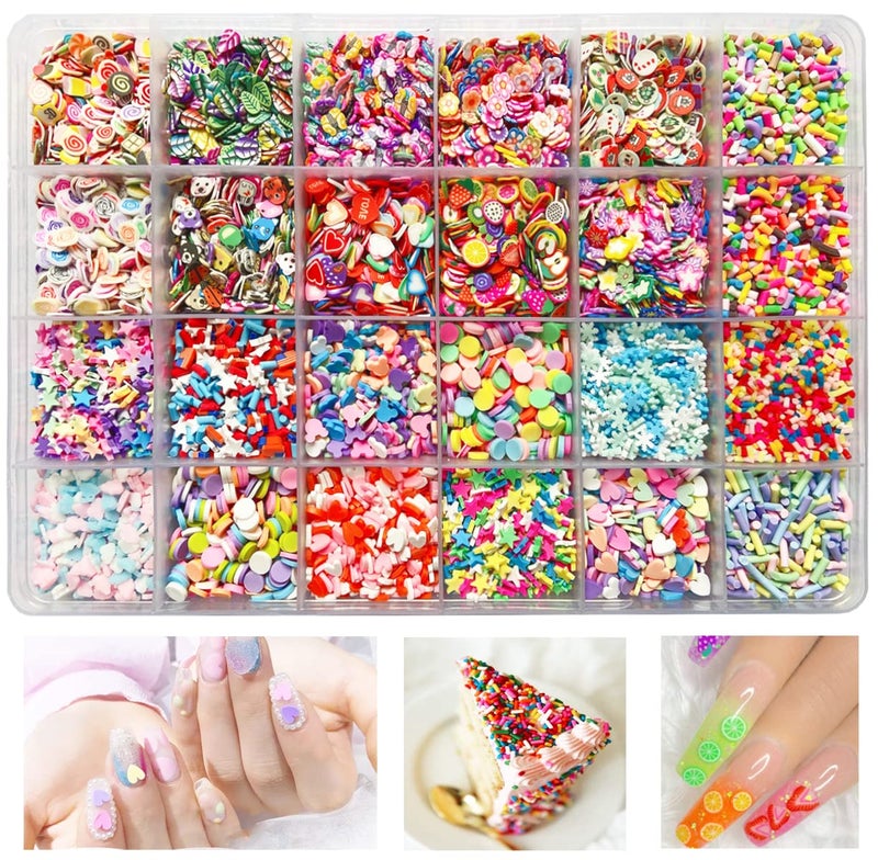 EHOPE Fake Fruit Slices Clay Polymer Sprinkles DIY Nail Art Supplies Kit  24 Styles for Decoration and Cellphone Crafts
