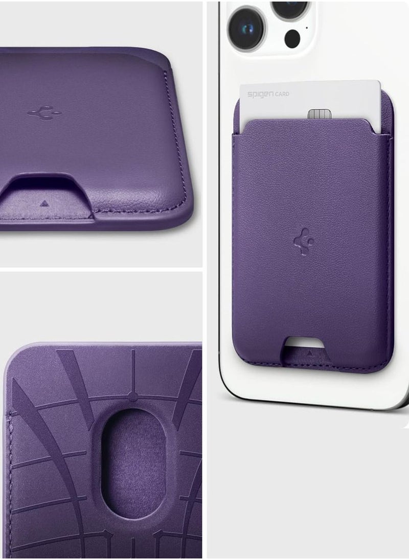 Spigen - Valentinus (MagFit) Magnetic Wallet Card Holder (2 Cards) for MagSafe Compatible with iPhone 16 / 15 / 14 / 13 / 12 Series - Purple - Image 1