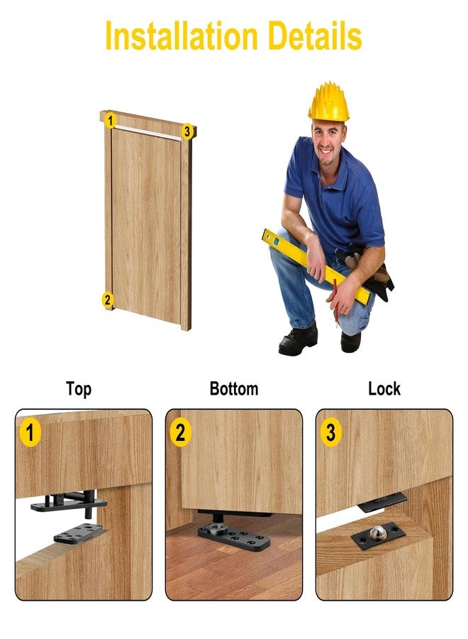 Dtructiew Heavy Duty Hidden Pivot Hinge - 570LB Load Bearing, 360° Rotation Invisible Door Hinge for Murphy Door Kit, Bookcase, Secret Door & Cabinet, Includes Hardware Kit (Black, 2 Pack) - Image 5