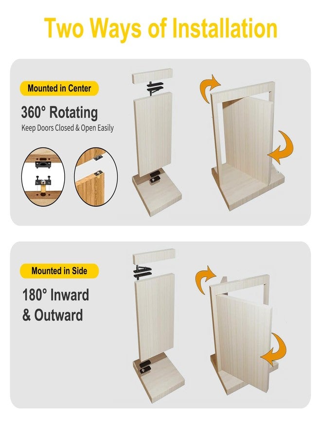 Dtructiew Heavy Duty Hidden Pivot Hinge - 570LB Load Bearing, 360° Rotation Invisible Door Hinge for Murphy Door Kit, Bookcase, Secret Door & Cabinet, Includes Hardware Kit (Black, 2 Pack) - Image 4