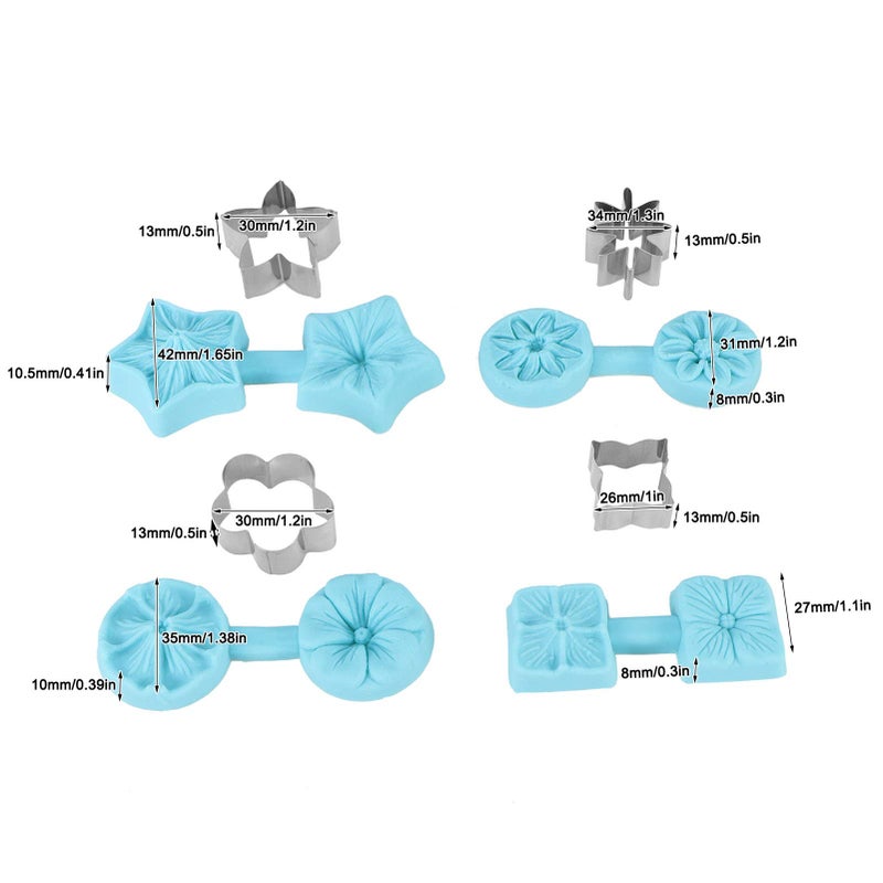 Estink أدوات خبز سيليكون على شكل زهور 4 مجموعات لزينة الشوكولاتة مع قواطع لتزيين الحلوى لعيد الميلاد وحفلات الزفاف - Image 5