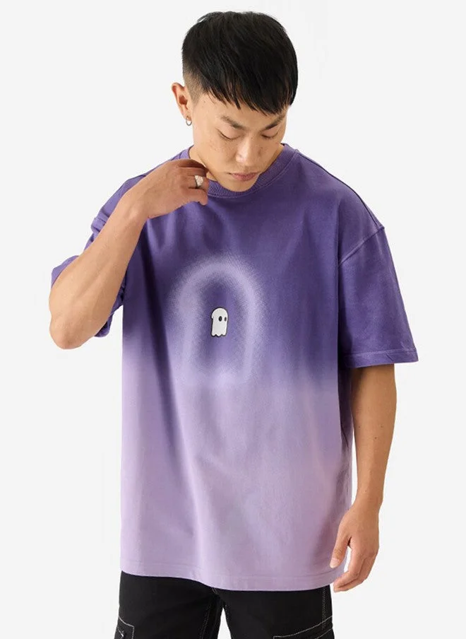 ذا سوليد ستور The Souled Store Men's Oversized Fit Colourblocked Purple T-Shirt
