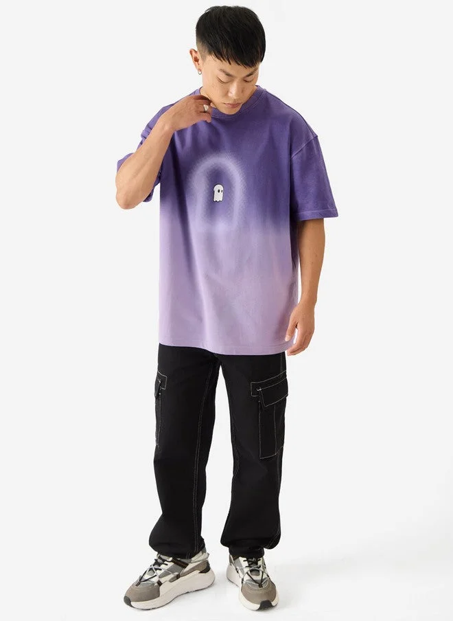 The Souled Store  The Souled Store Men's Oversized Fit Colourblocked Purple T-Shirt  | Best Price UAE