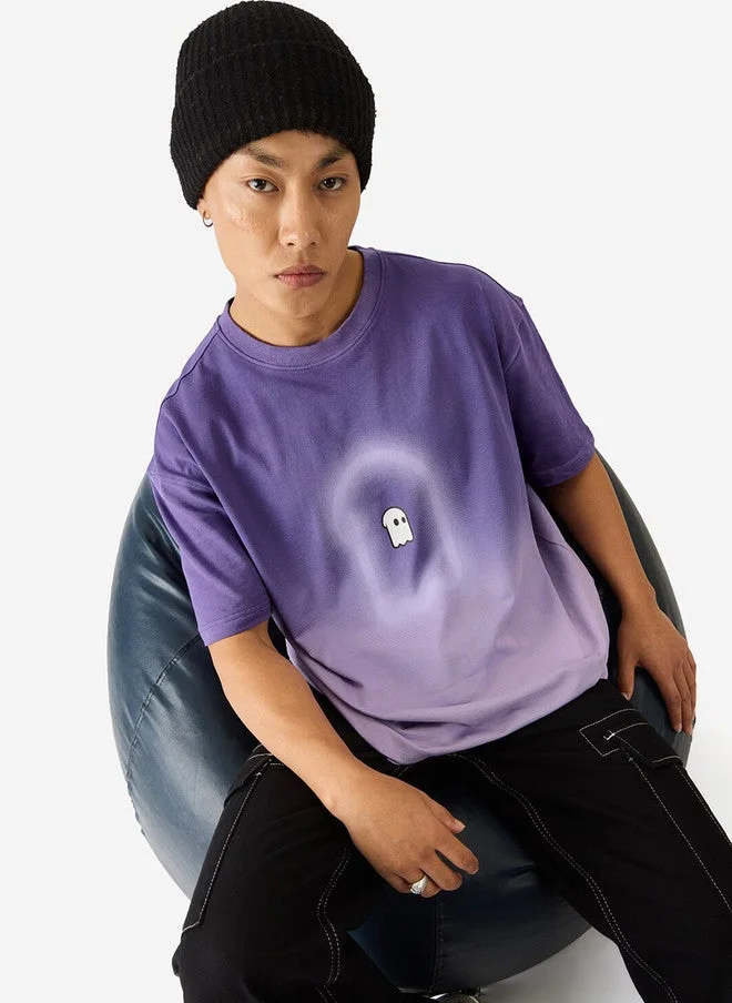 ذا سوليد ستور The Souled Store Men's Oversized Fit Colourblocked Purple T-Shirt