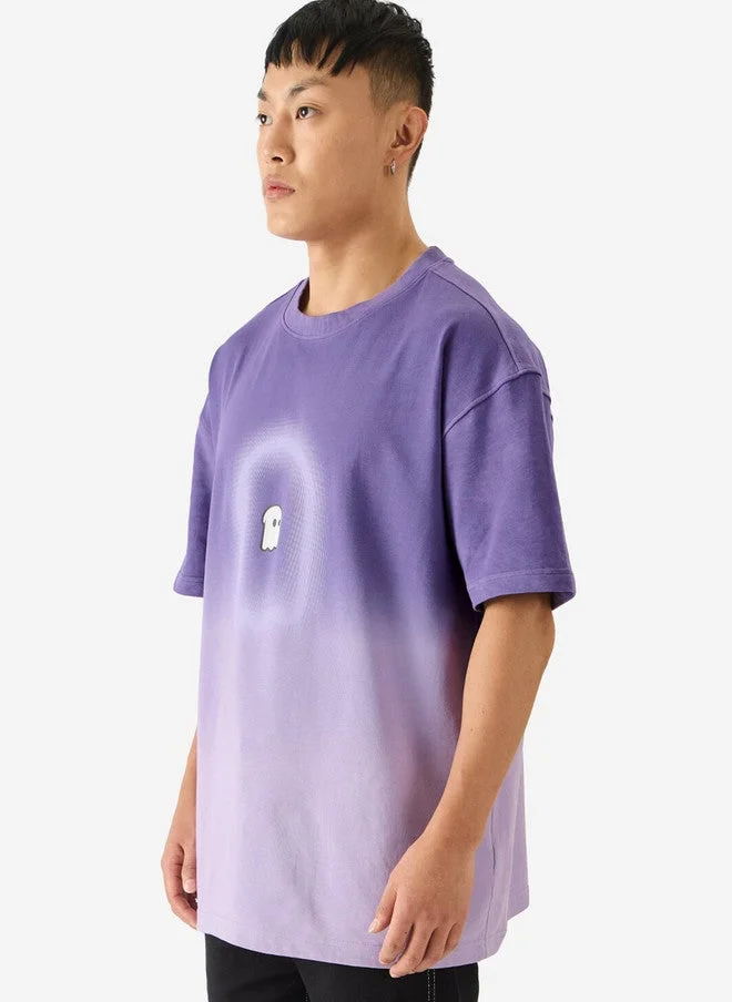 The Souled Store  The Souled Store Men's Oversized Fit Colourblocked Purple T-Shirt  | Best Price UAE