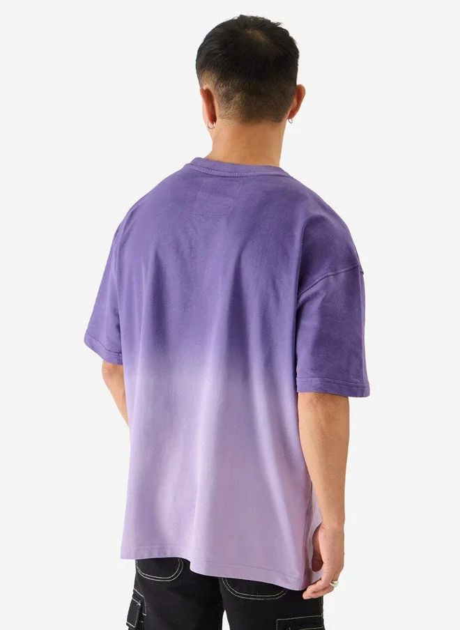 The Souled Store  The Souled Store Men's Oversized Fit Colourblocked Purple T-Shirt  | Best Price UAE