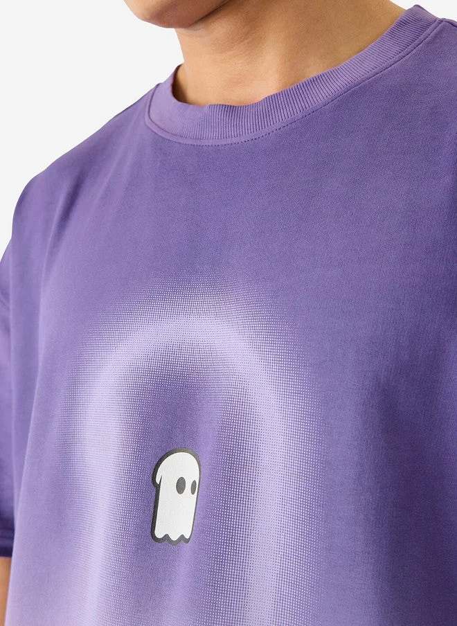 The Souled Store  The Souled Store Men's Oversized Fit Colourblocked Purple T-Shirt  | Best Price UAE