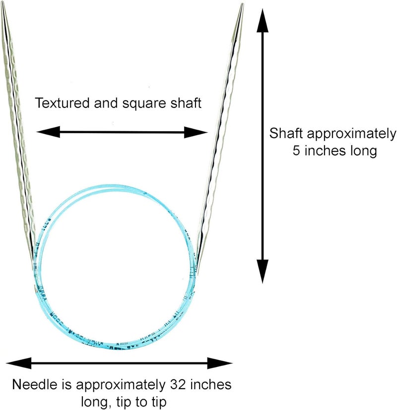 Addi Rocket 2 Squared Ergonomic 32-inch (80cm) US 4 (3.5mm) Circular Knitting Needle, Textured Finish, Rounded Edges, Long Taper Sharp Tips, Blue Cord with 10 Colorful Stitch Markers - Image 3