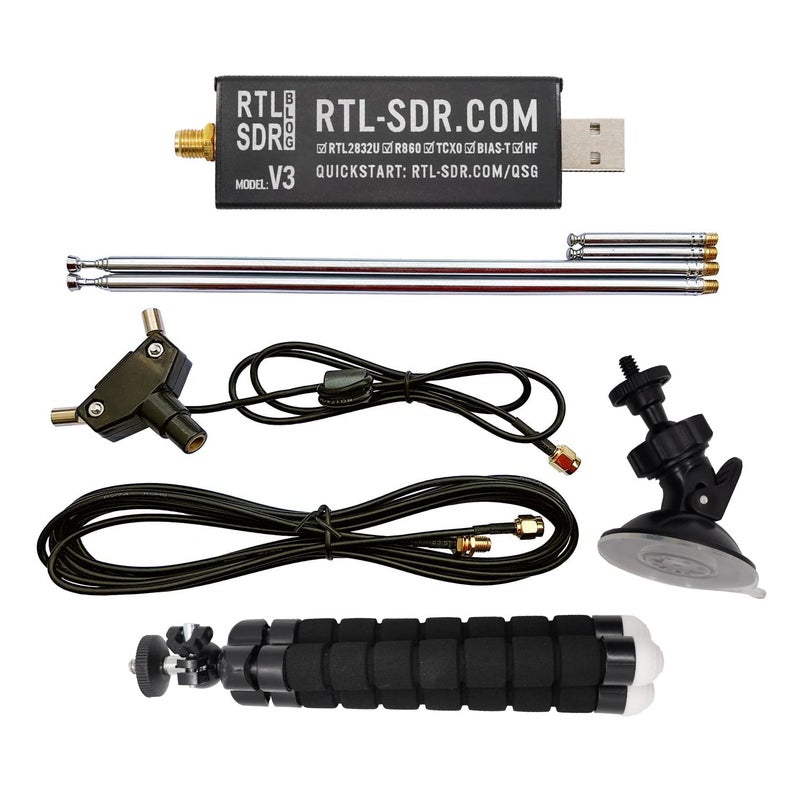 RTL-SDR Blog V3 R860 RTL2832U 1PPM TCXO HF Bias Tee SMA Software Defined Radio with Dipole Antenna Kit - Image 1