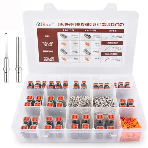 JRready Deutsch DTM Connector Kits 2 4 Pin, ST6330-204 Waterproof Electrical Wire Connectors with Size 20 Solid Contacts(16 Pairs 2 Pin Connector + 14 Pairs 4 Pin Connector) - Image 1