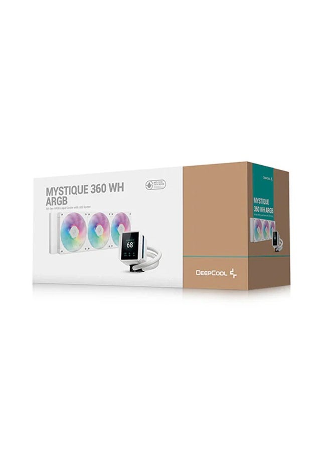 DEEPCOOL Mystique 360 ARGB Liquid CPU Cooler, 2.83" TFT LCD Display, 360mm Radiator, 120mm Fan Size, 2400 RPM Fan Speed, 72.04 CFM Airflow, Hydro Bearing Type, R-LX360-WHDSNMCP-G-1  - Image 4