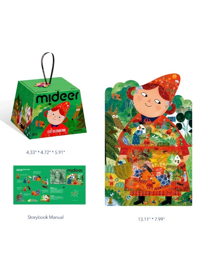 MiDeer Artist Fairytale Puzzle Little Red Riding Hood 59 Pieces for Kids 3+, Storybook Jigsaw Puzzle with Artistic Illustration, Creative Learning Puzzle Toy for Children Imagination & Reading Development - Image 1